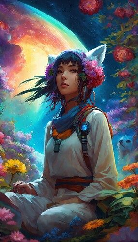 cyberpunk digital painting of princess mononoke