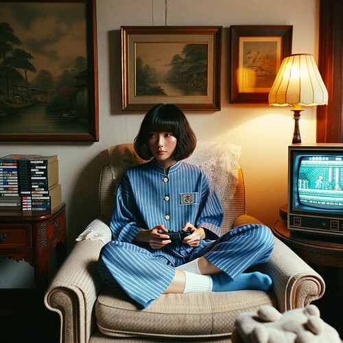 DALL·E 2023-12-27 21.55.15 - Editorial style overhead medium-close photo, shot on Kodak Portra 800 film. It features a 30-year-old Japanese woman with a bob haircut, dressed in a