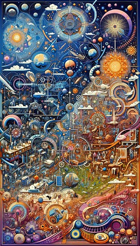 DALL·E 2024-01-04 23.09.19 - Create a highly detailed and thoughtfully composed illustration that depicts the vibrancy of life in a schematic way, similar to the provided examples