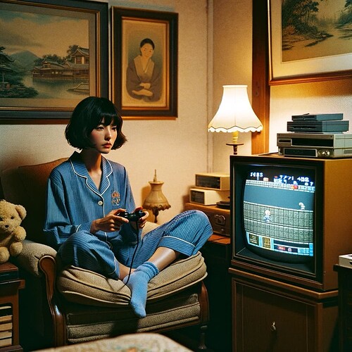 DALL·E 2023-12-27 21.55.20 - Editorial style overhead medium-close photo, shot on Kodak Portra 800 film. It features a 30-year-old Japanese woman with a bob haircut, dressed in a