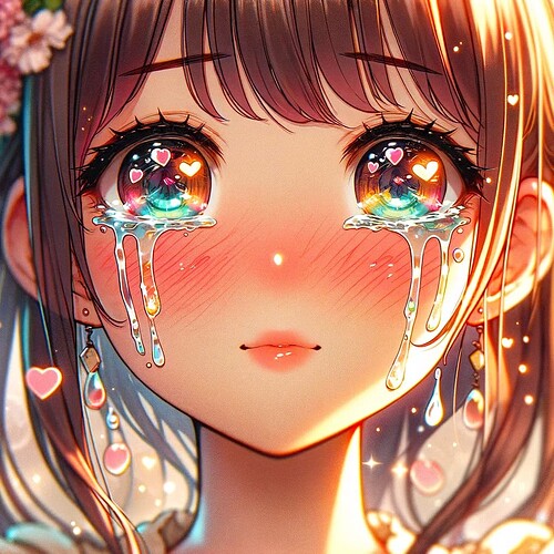 DALL·E 2024-01-25 21.23.37 - An anime-style portrait of an Asian girl with tears symbolizing the healing hope of love. The tears are artistically rendered to reflect hope and affe