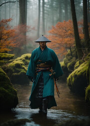 a courageous samurai among the trees (1)